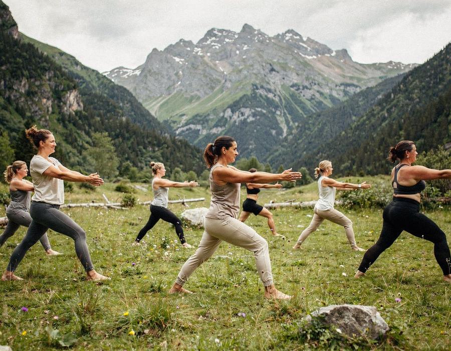 Slow guided movement in a mountain clearing